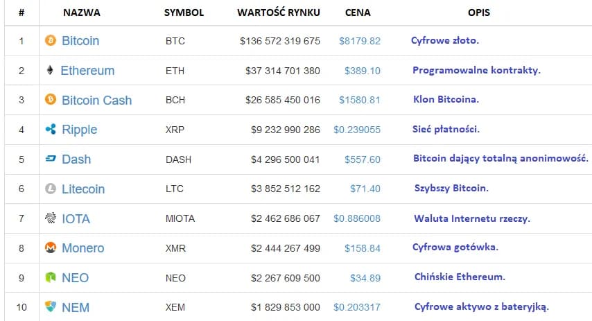 Najpopularniejsze kryptowaluty: Jakie mają potencjał inwestycyjny?